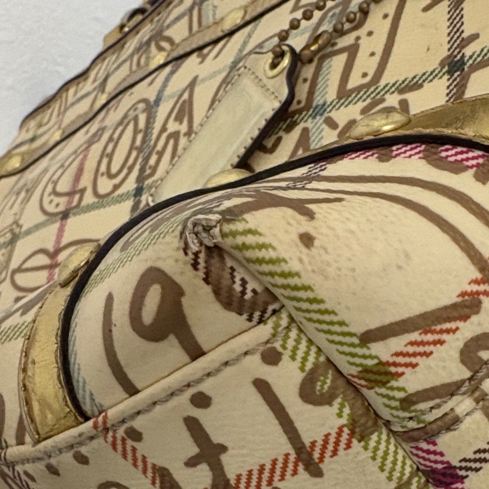 Coach Y2K Gold and Tan Graphic Tote Bag - Picture 7 of 16